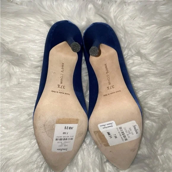 Manolo Blahnik Royal Blue Embellished Heels - Picture 8 of 8